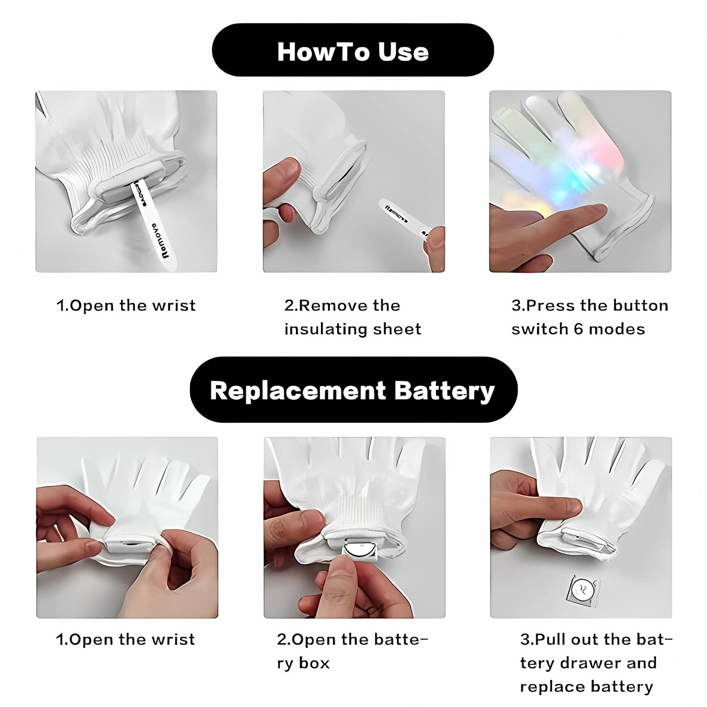 Multi-color Glow Gloves (1 Pair)