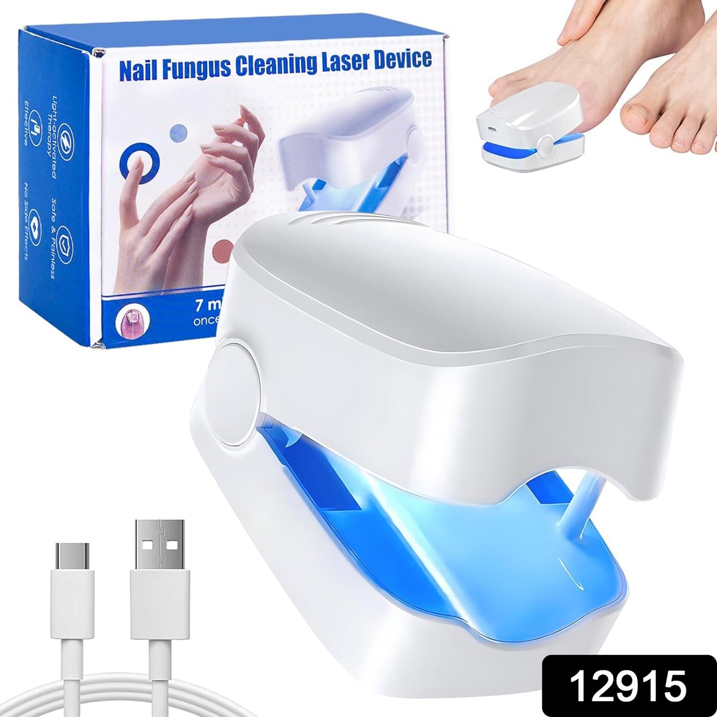 12915 Rechargeable Nail Fungus Treatment For Toenail Toe Nail Fungal Treatment Nail Fungus Laser Device Anti-fungal Nail Treatment For Hand Feet Infections Remover For Home Use