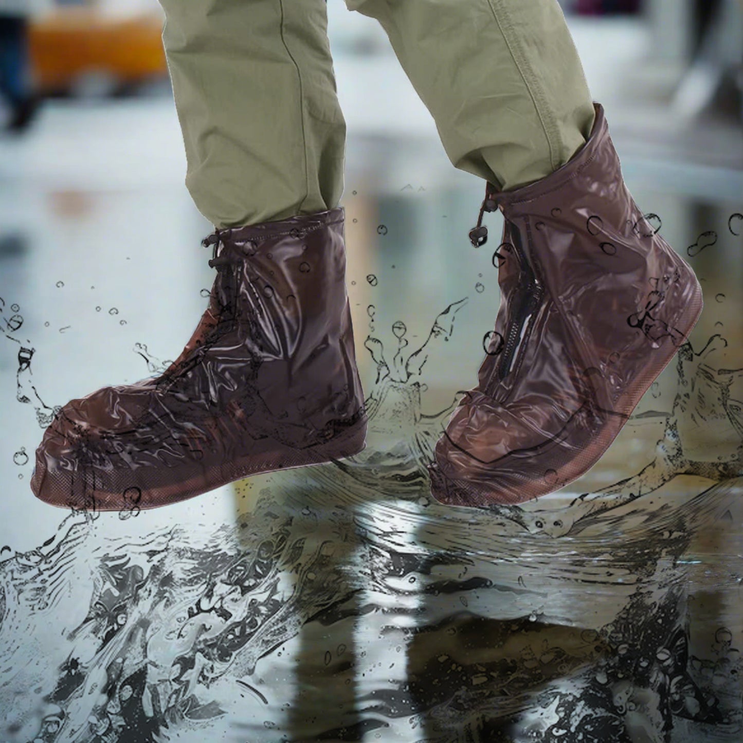 Plastic Shoes Cover Reusable Anti-slip Boots Zippered Overshoes Covers Transparent Waterproof Snow Rain Boots For Kids Adult Shoes For Rainy Season (1 Pair)