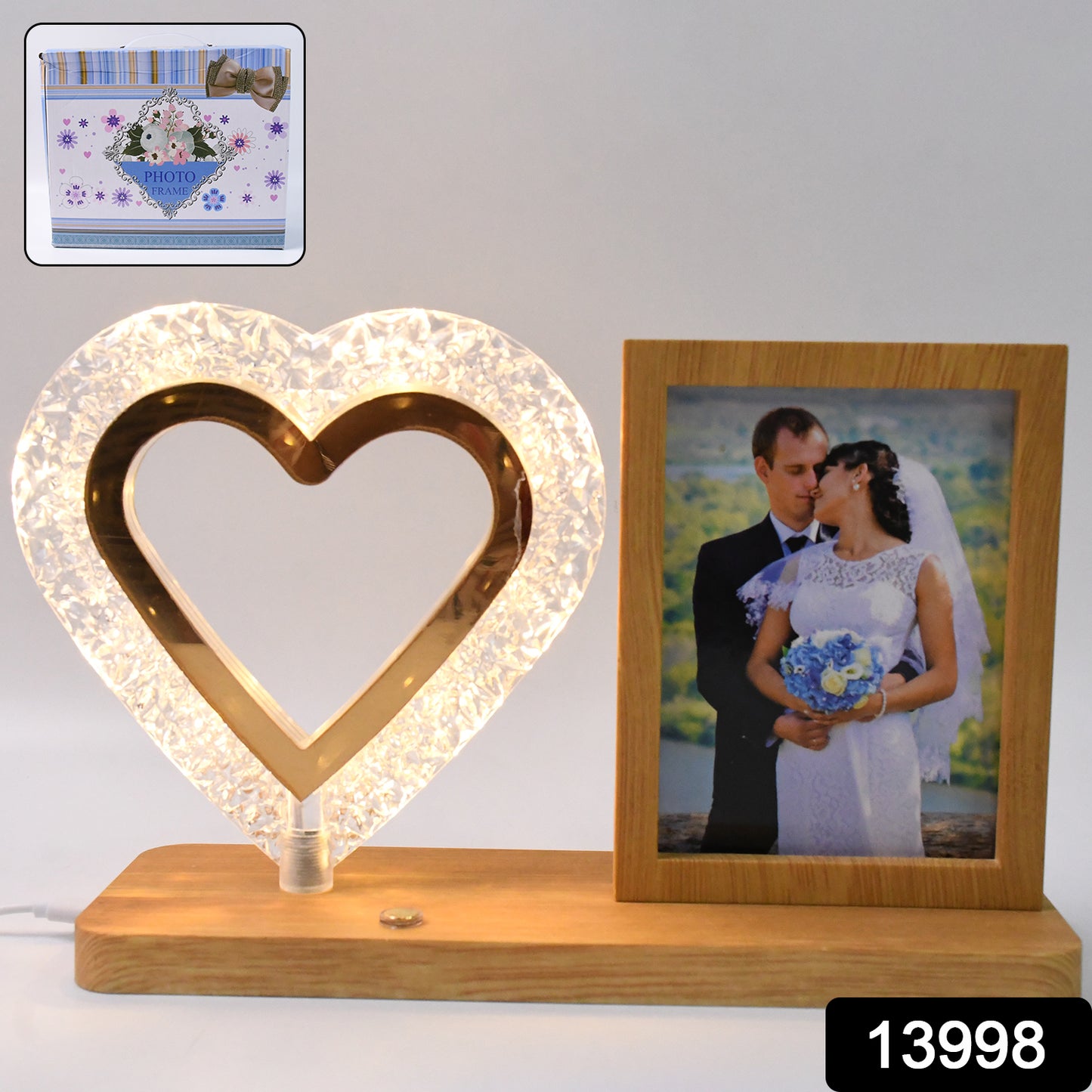 Heart Shape Cystal Led Lamp Photo Frame Night Lamp Wedding Gift Love Couple