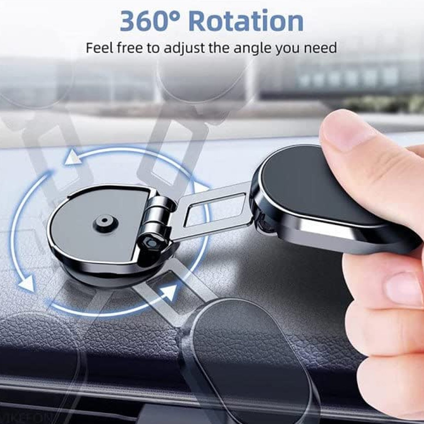 6102 360 Degree Rotating Magnetic Car Phone Holder Metal Folding Car Phone Holder New Alloy Folding Magnetic Car Phone Holder (Pack Of 1)