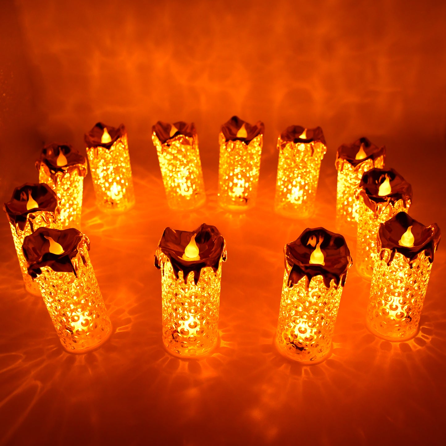 Gold Flameless Candles Led Light (12 Pc)