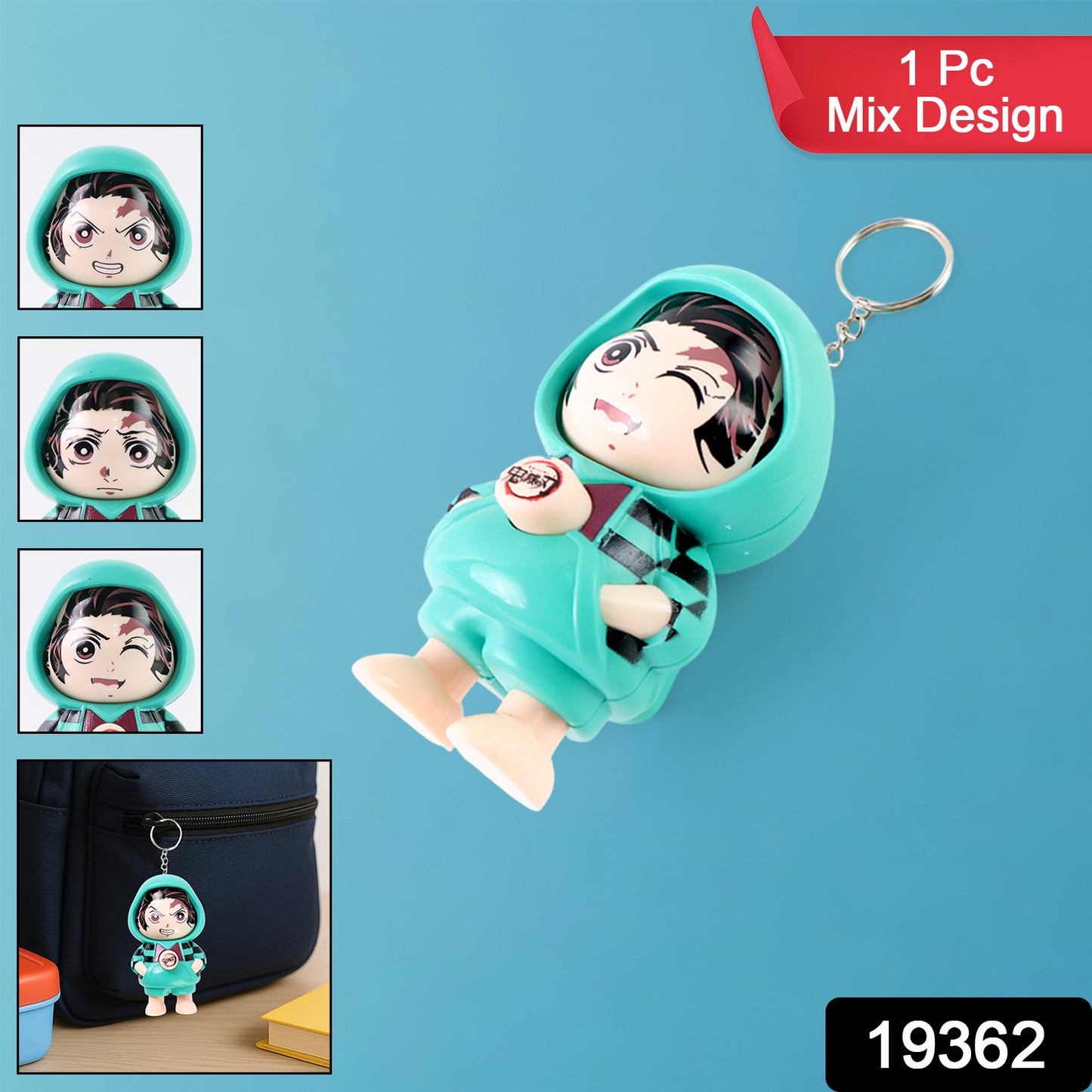 Cartoon Character Design Cute Action Figure Keychain (Mix Design 1 Pc)