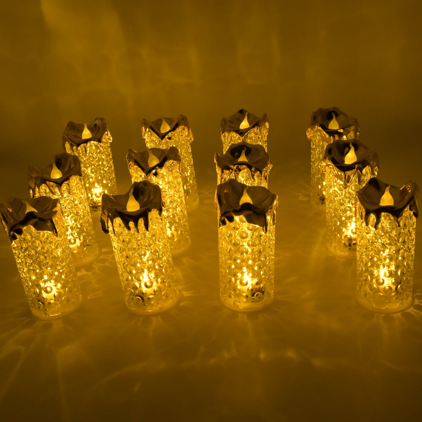 Gold Flameless Candles Led Light (12 Pc)