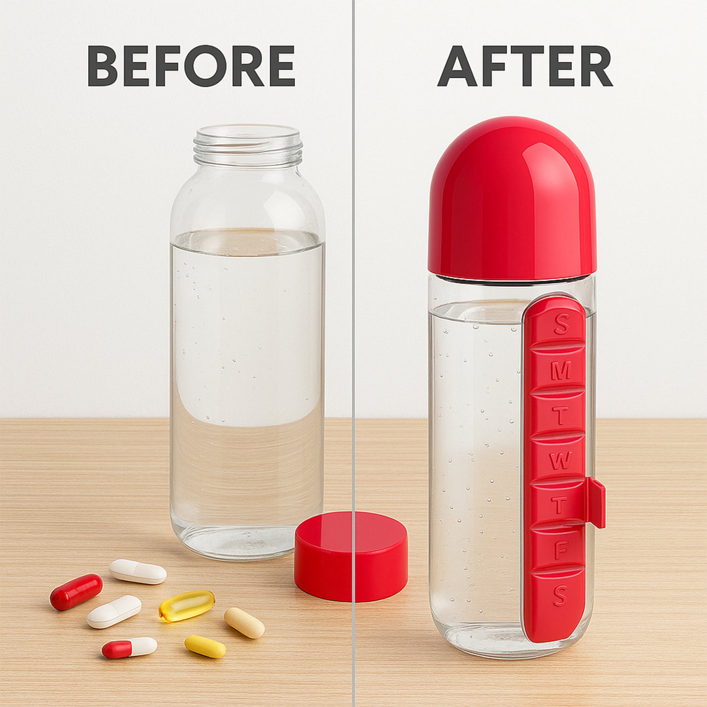 Water Bottle With Pill Organizer