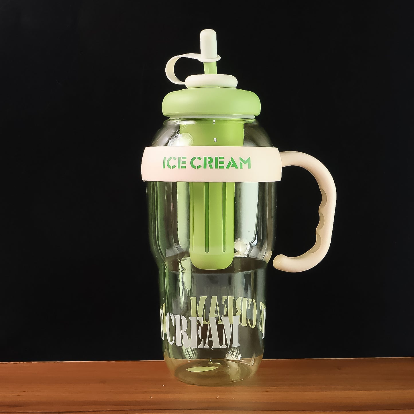Large Capacity Cute Ice Cream Themed Water Bottle With Straw