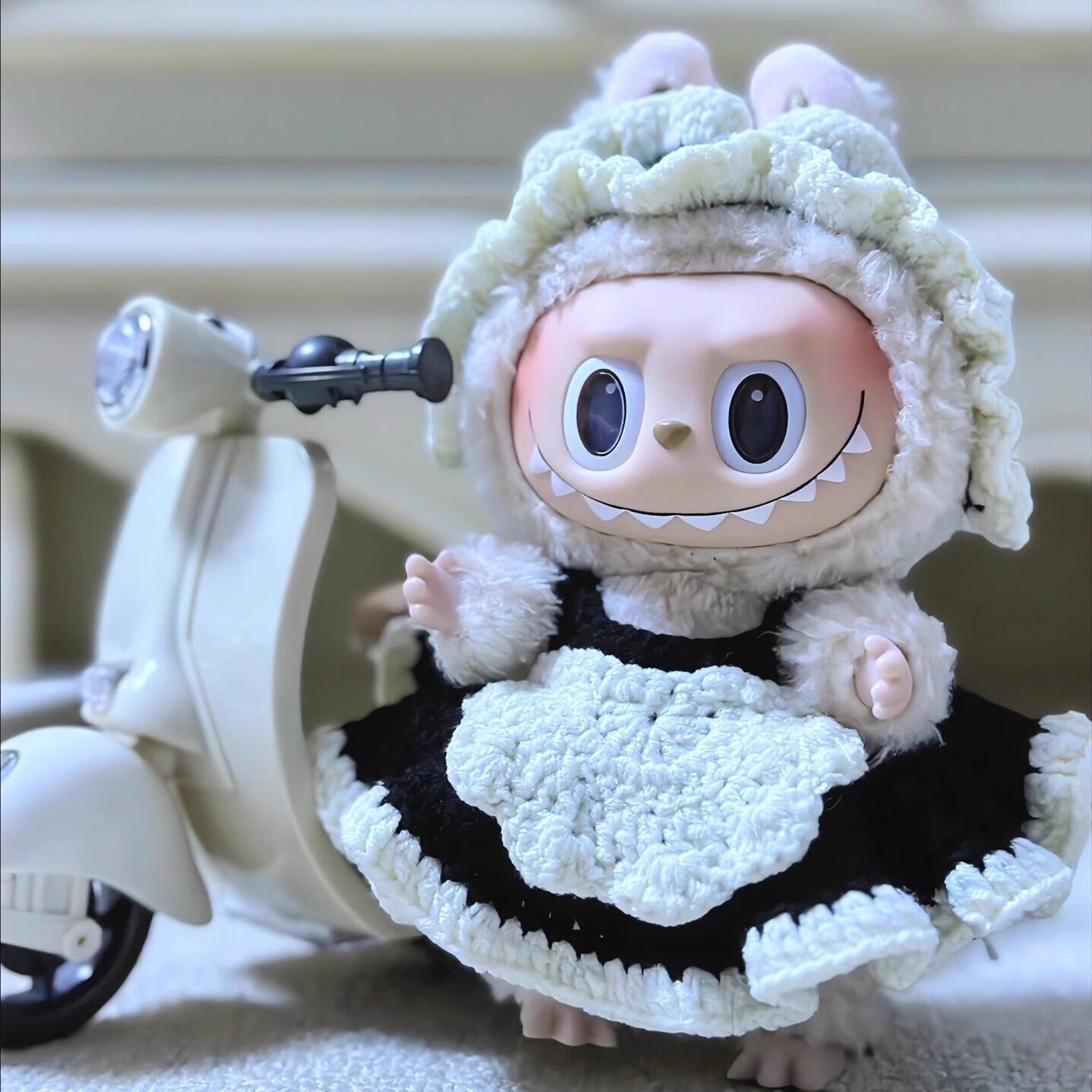 LABUBU Vinyl Doll  Pendant Baby Clothes Accessories Motorcycle Mobile