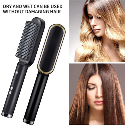 Hair Straightener Massaging Hair Scalps And Head.