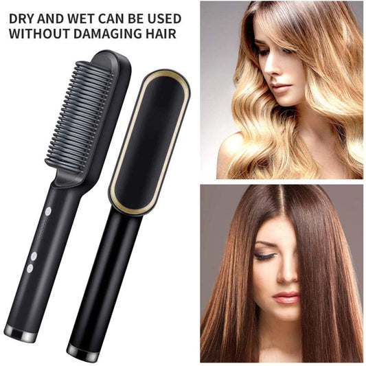 Hair Straightener Massaging Hair Scalps And Head.