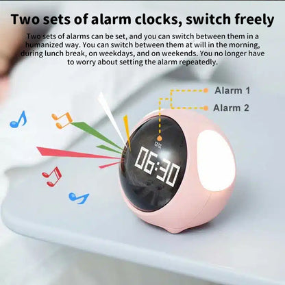 Cute Cartoon Digital Alarm Clock with Light and Emotion Function for Kids