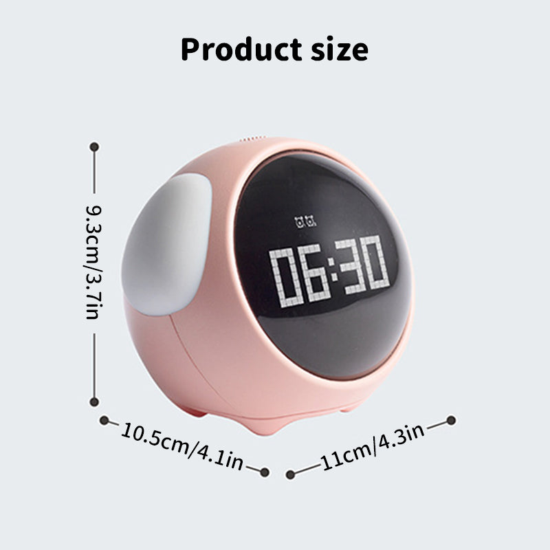 Cute Cartoon Digital Alarm Clock with Light and Emotion Function for Kids
