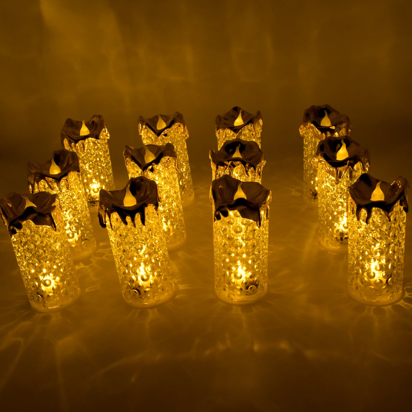Gold Flameless Candles Led Light (12 Pc)
