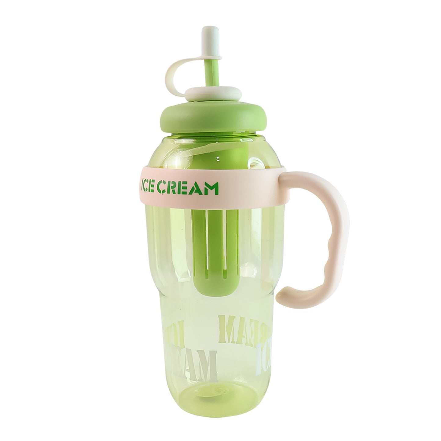 Large Capacity Cute Ice Cream Themed Water Bottle With Straw