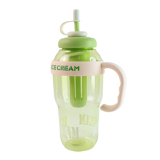 Large Capacity Cute Ice Cream Themed Water Bottle With Straw