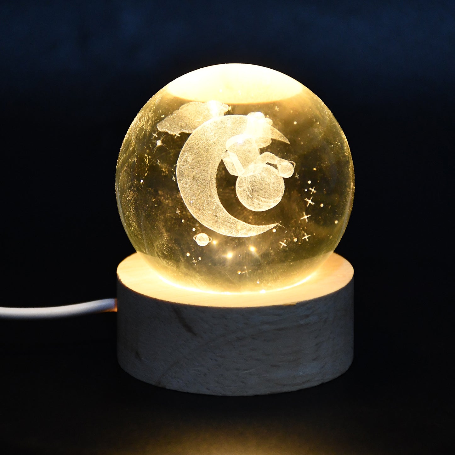 3d Crystal Ball Lamps With Base  (1 Pc)