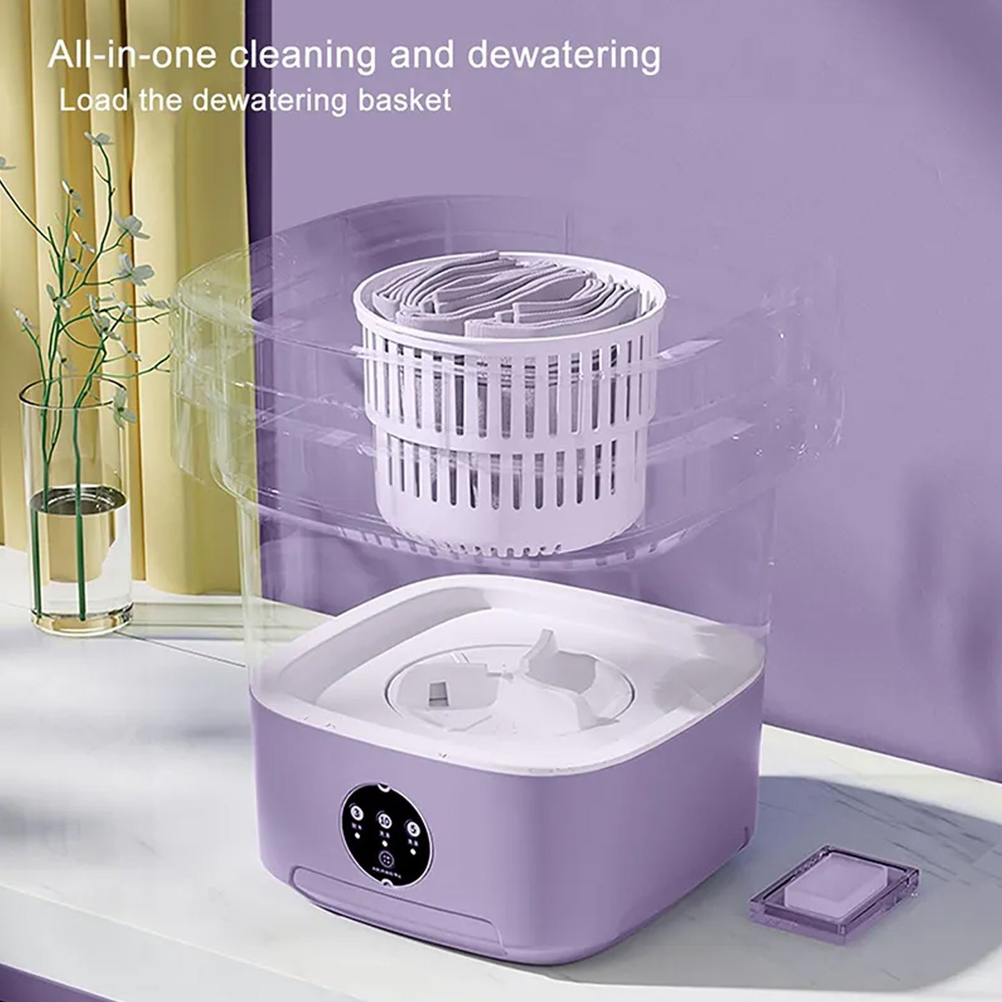 Collapsible Mini Washing Machine With Drain Basket
