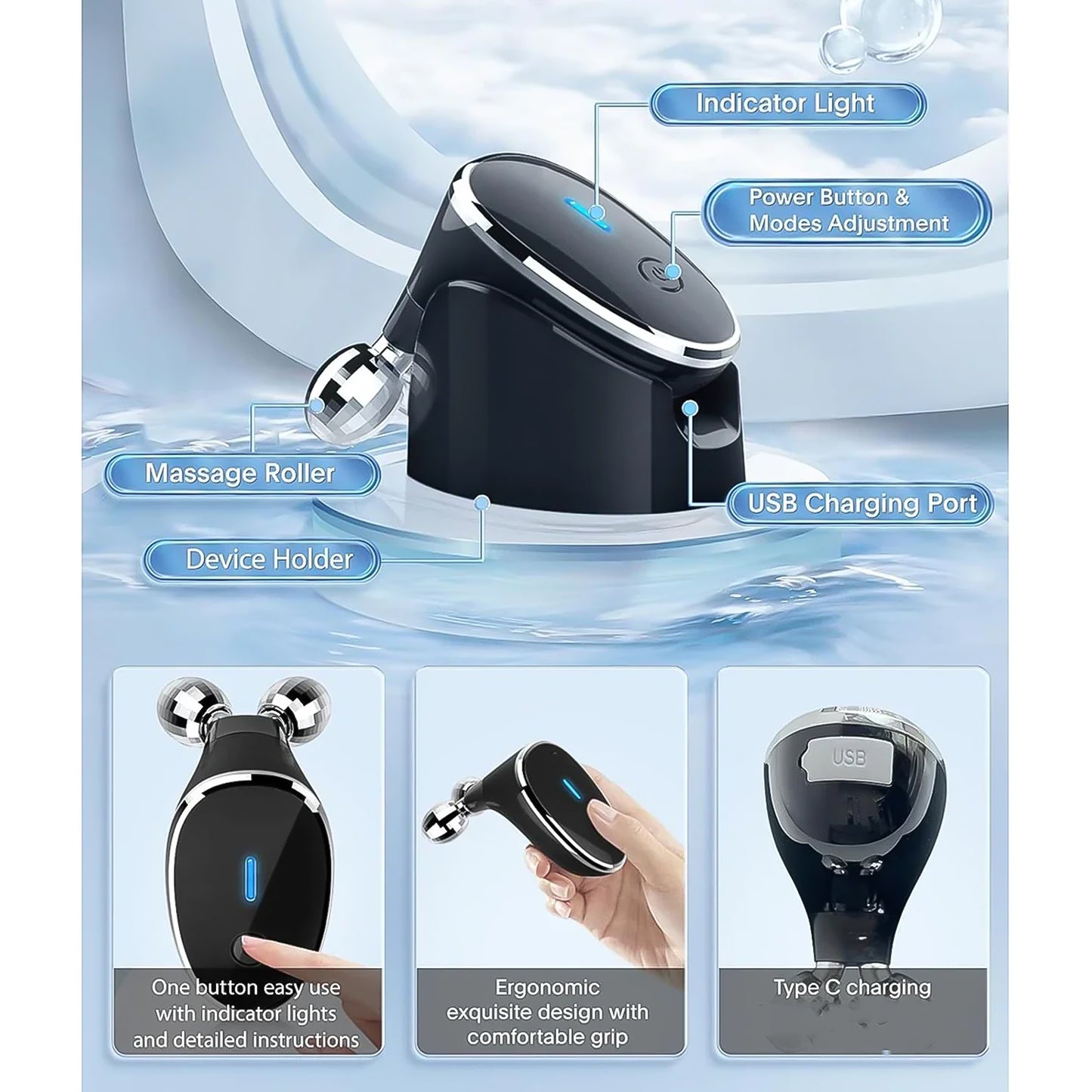 Microcurrent- Facial- Device  Massager Roller (1 Pc)