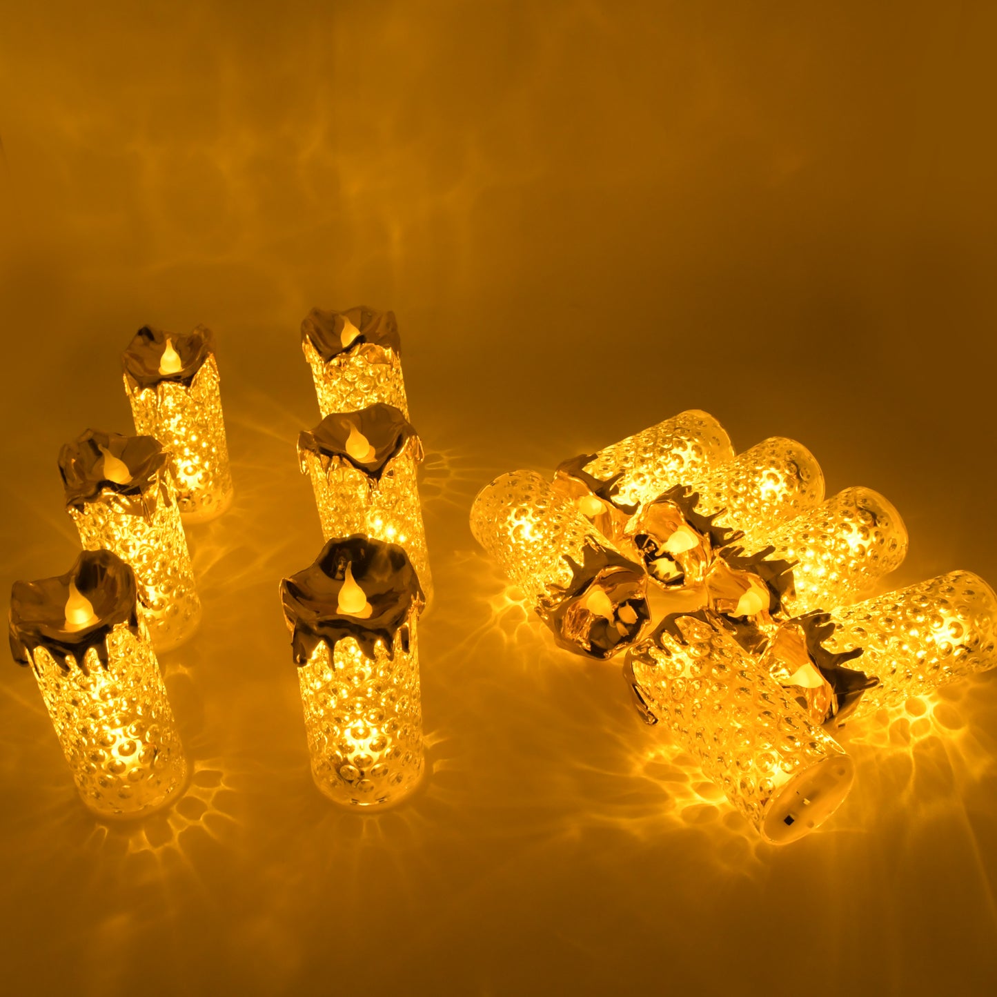 Gold Flameless Candles Led Light (12 Pc)