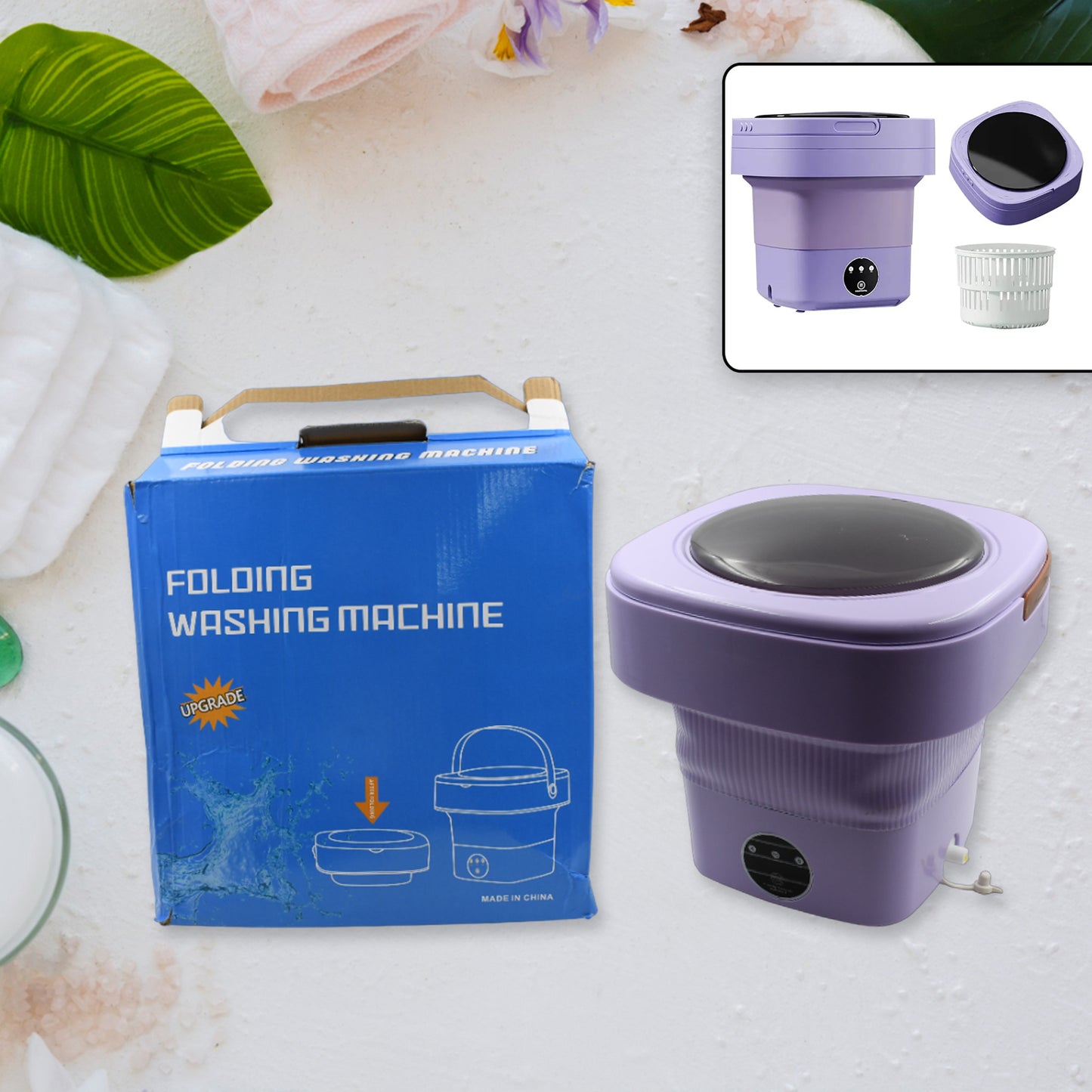 Collapsible Mini Washing Machine With Drain Basket