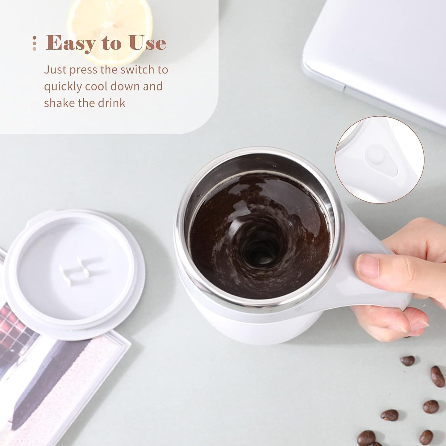 Magnetic Stirring Coffee Cup  Stainless Steel Mug