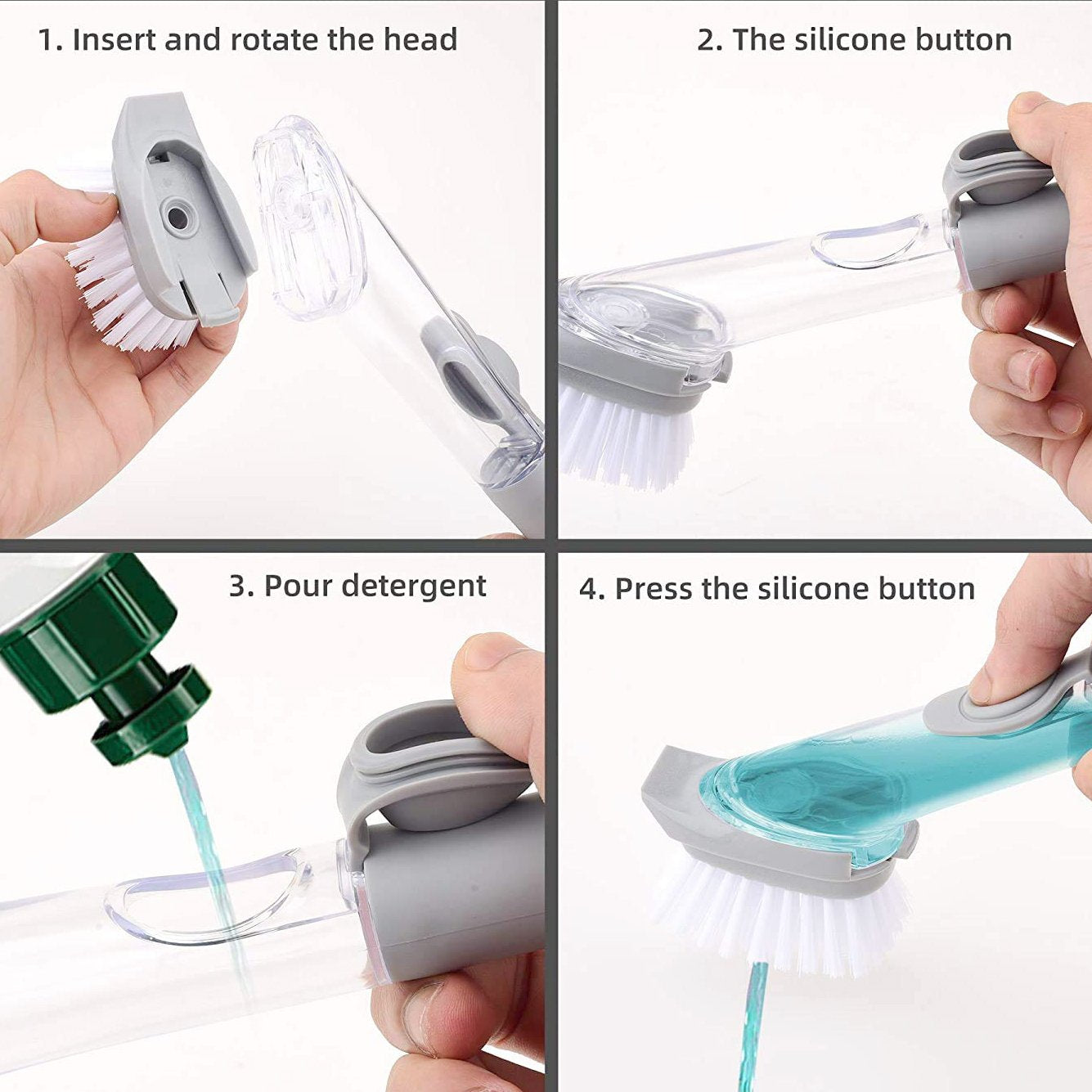Liquid Dispenser Dish Clean Brush Scrubber
