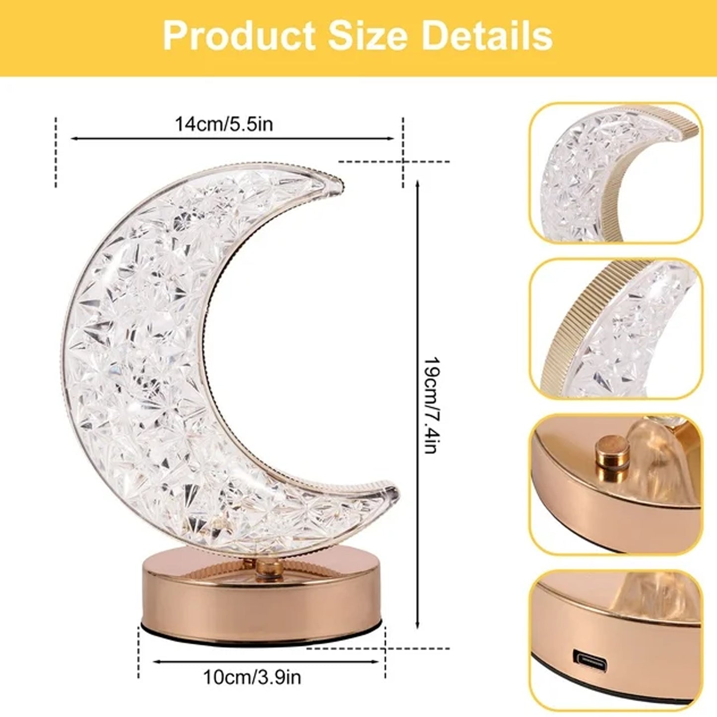 Table Moon Crystal Lamp