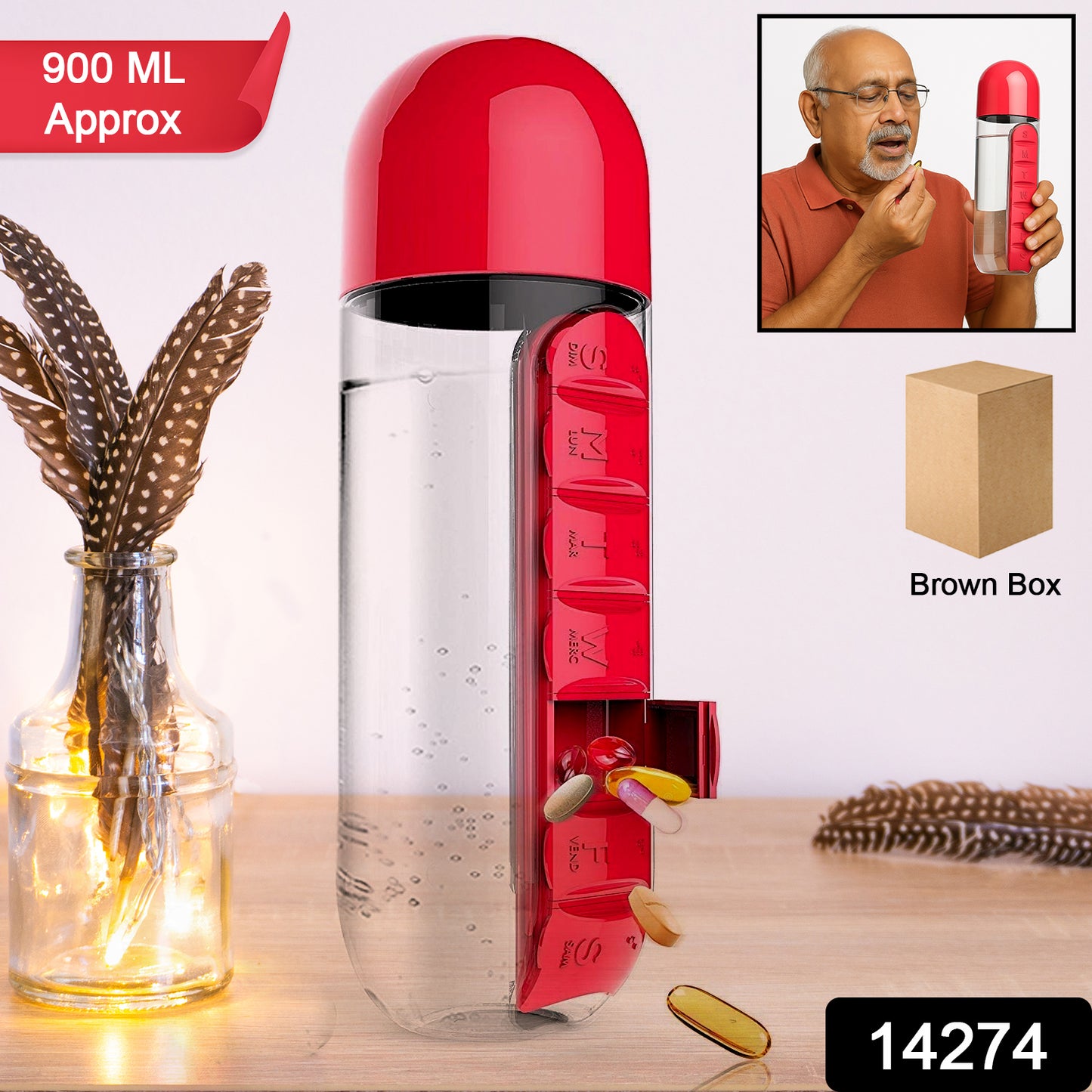 Water Bottle With Pill Organizer