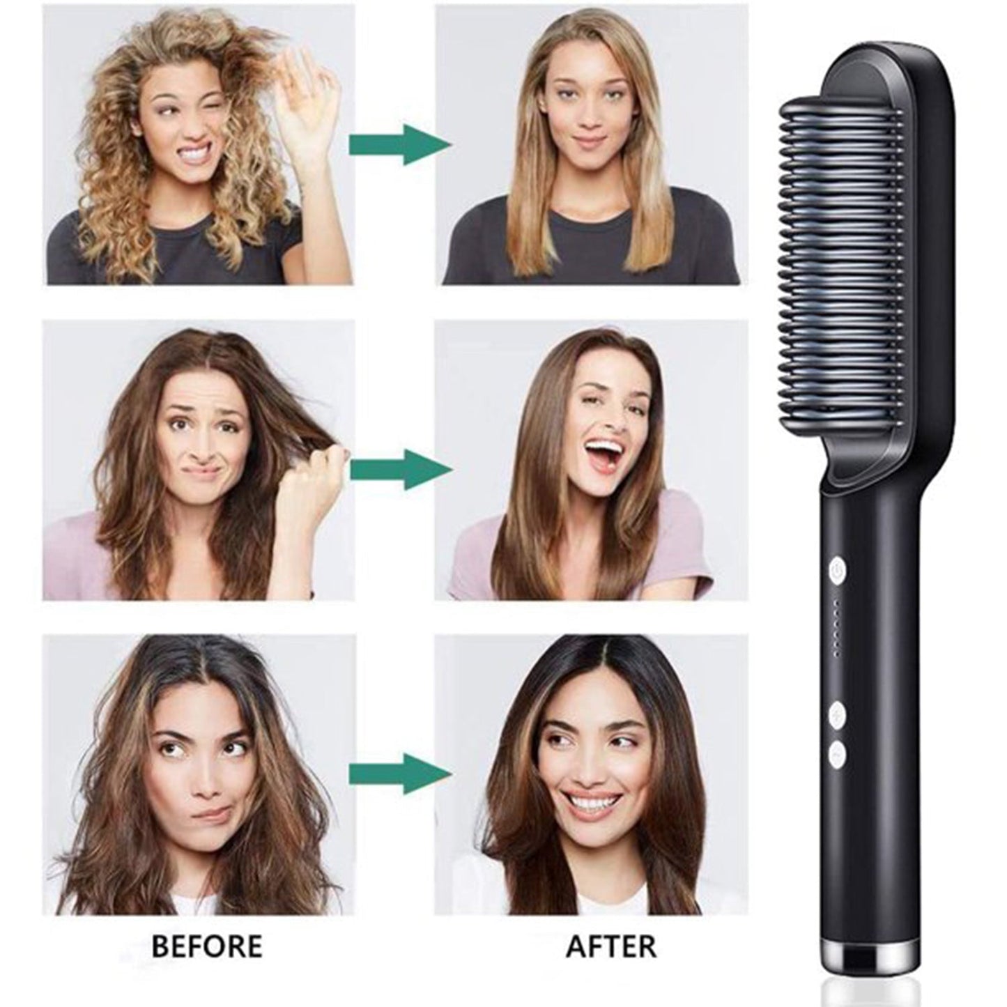 Hair Straightener Massaging Hair Scalps And Head.