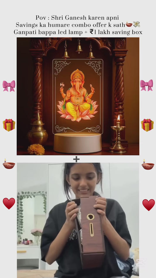 Bappa Blessing Pack - Shri Ganesh LED Lamp + 1lakh money box