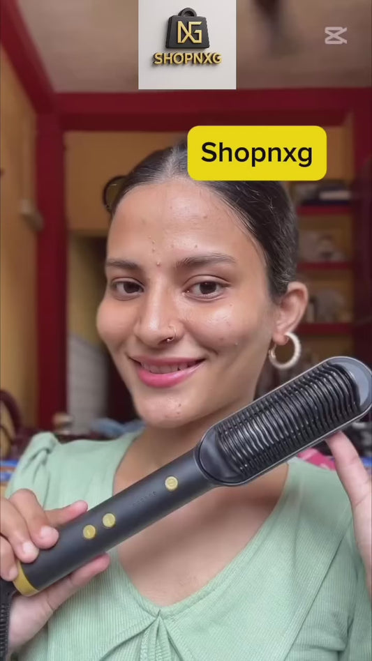 Hair Straightener Massaging Hair Scalps And Head.