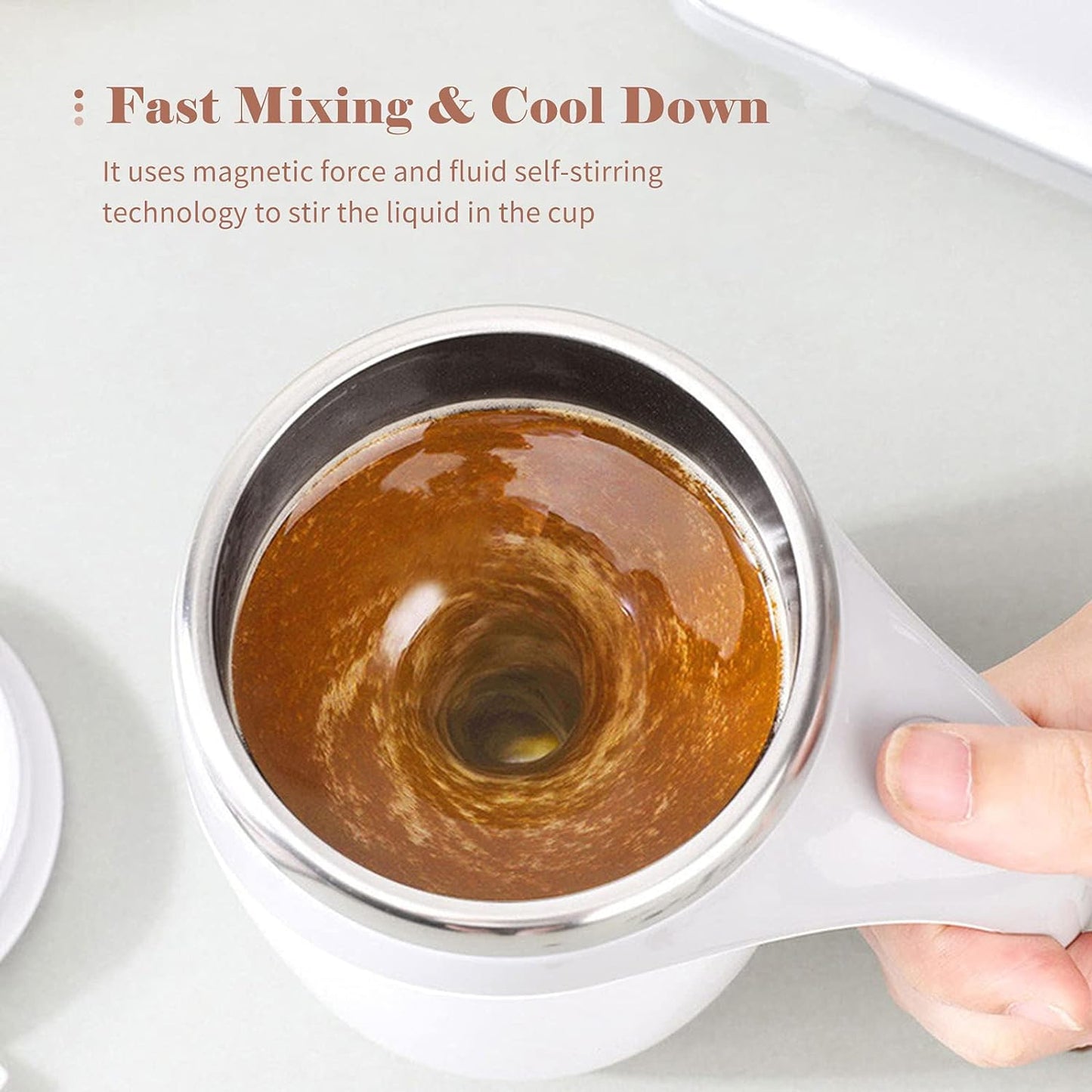 Magnetic Stirring Coffee Cup  Stainless Steel Mug