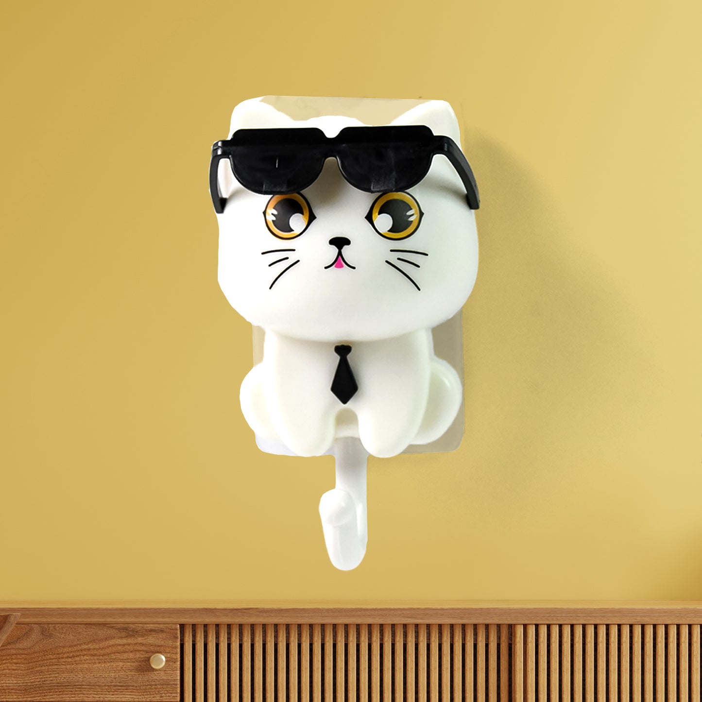Cute Cat Key Hook With Sunglasses (1 Pc)