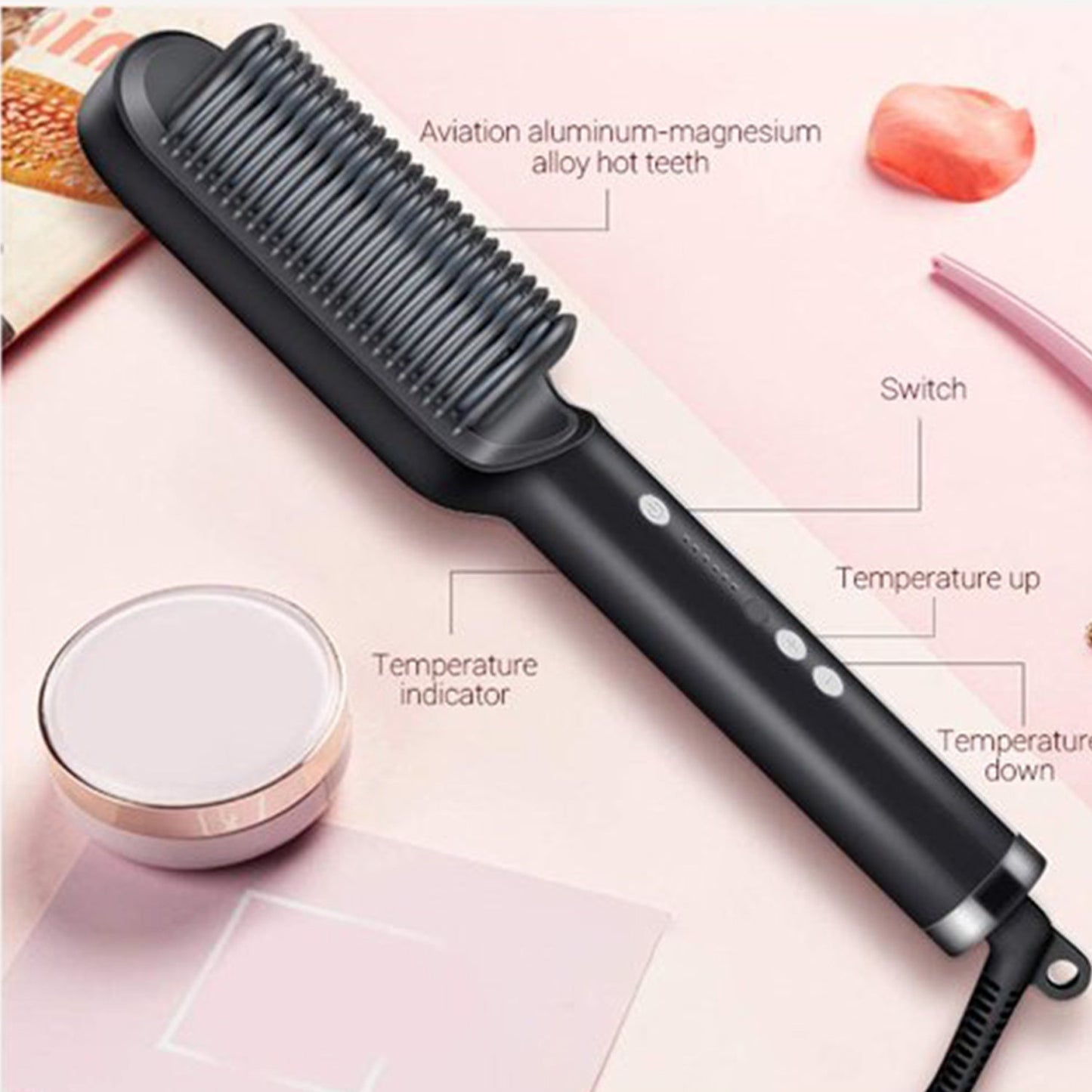 Hair Straightener Massaging Hair Scalps And Head.