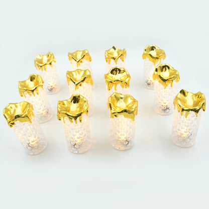 Gold Flameless Candles Led Light (12 Pc)
