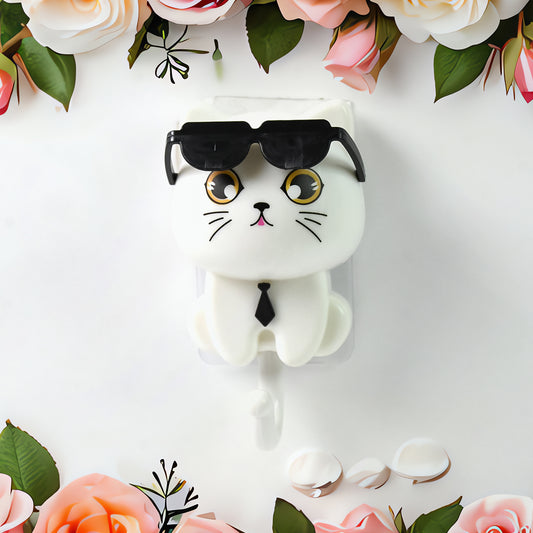 Cute Cat Key Hook With Sunglasses (1 Pc)