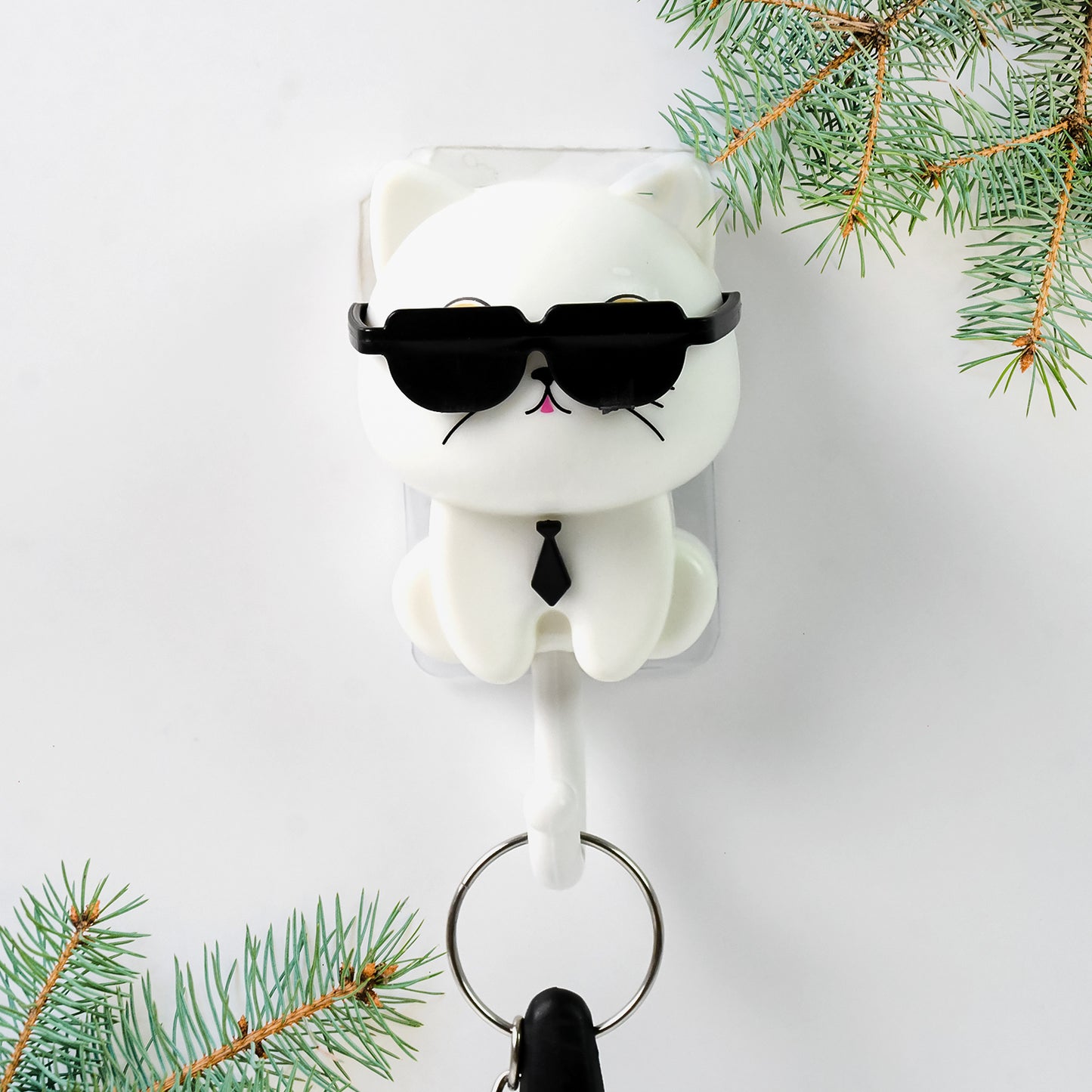Cute Cat Key Hook With Sunglasses (1 Pc)