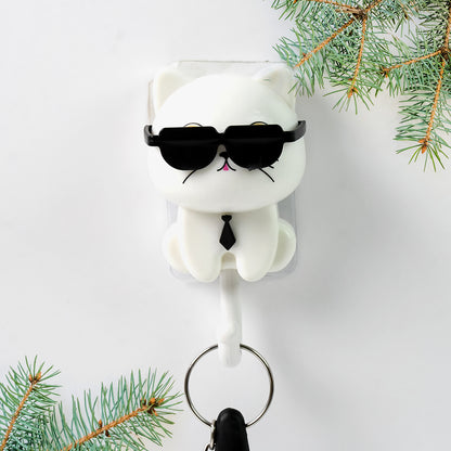 Cute Cat Key Hook With Sunglasses (1 Pc)
