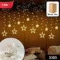 3385 12 Stars Led Curtain String Lights With 8 Flashing Modes For Home Decoration Diwali  Wedding Led Christmas Light Indoor And Outdoor Light Festival Decoration  (Warm White)